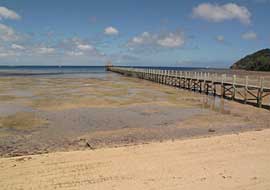 The long pier near Dere Bay on Koro